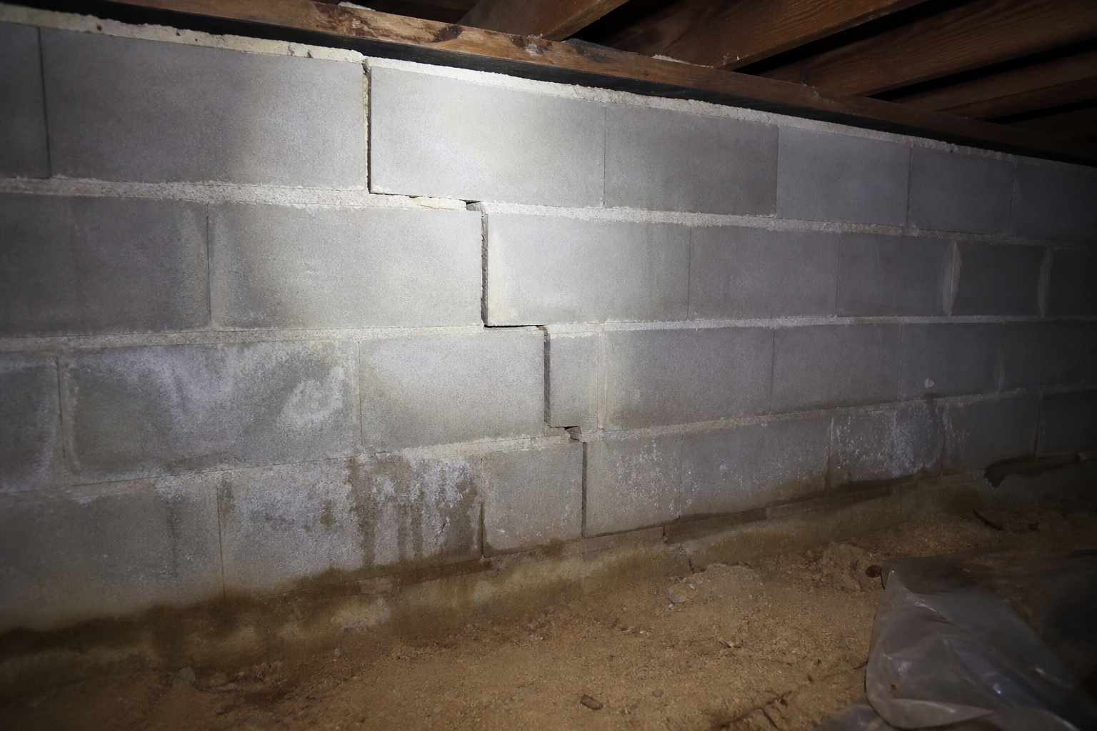 Visible crack in a residential foundation
