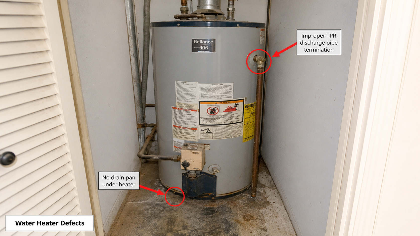 Residential water heater and connected piping