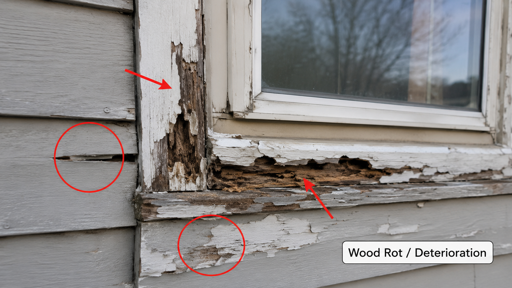 Deteriorated exterior wood trim